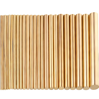 24 Pieces Brass round Rods Bar Assorted Diameter 1.5-8 Mm for 100 Mm Length