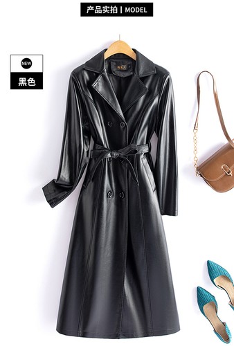 Genuine Leather Coat Women Mid-length Fur Windbreaker Sheepskin Slim Fur Collar - Picture 7 of 26