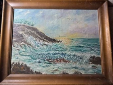 Estella M Brown After Westchilaff "Rockland Coast" Oil Painting - Signed/Framed
