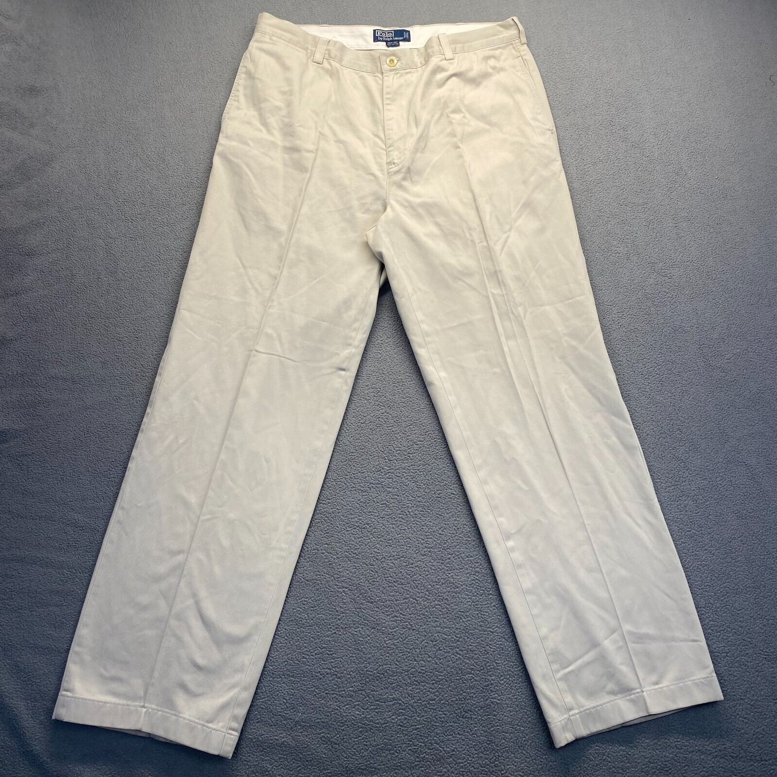 Ralph Lauren Men's 38X34 Beige Cotton Chino Flat Front Dress Pants