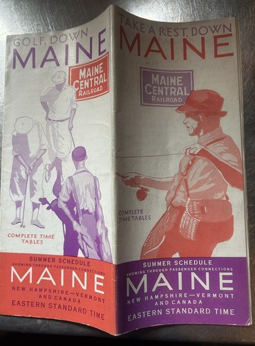 Rare 1932 Summer Schedule Maine Central Railroad Time Table W/Fly Fishing Cover - Picture 5 of 11