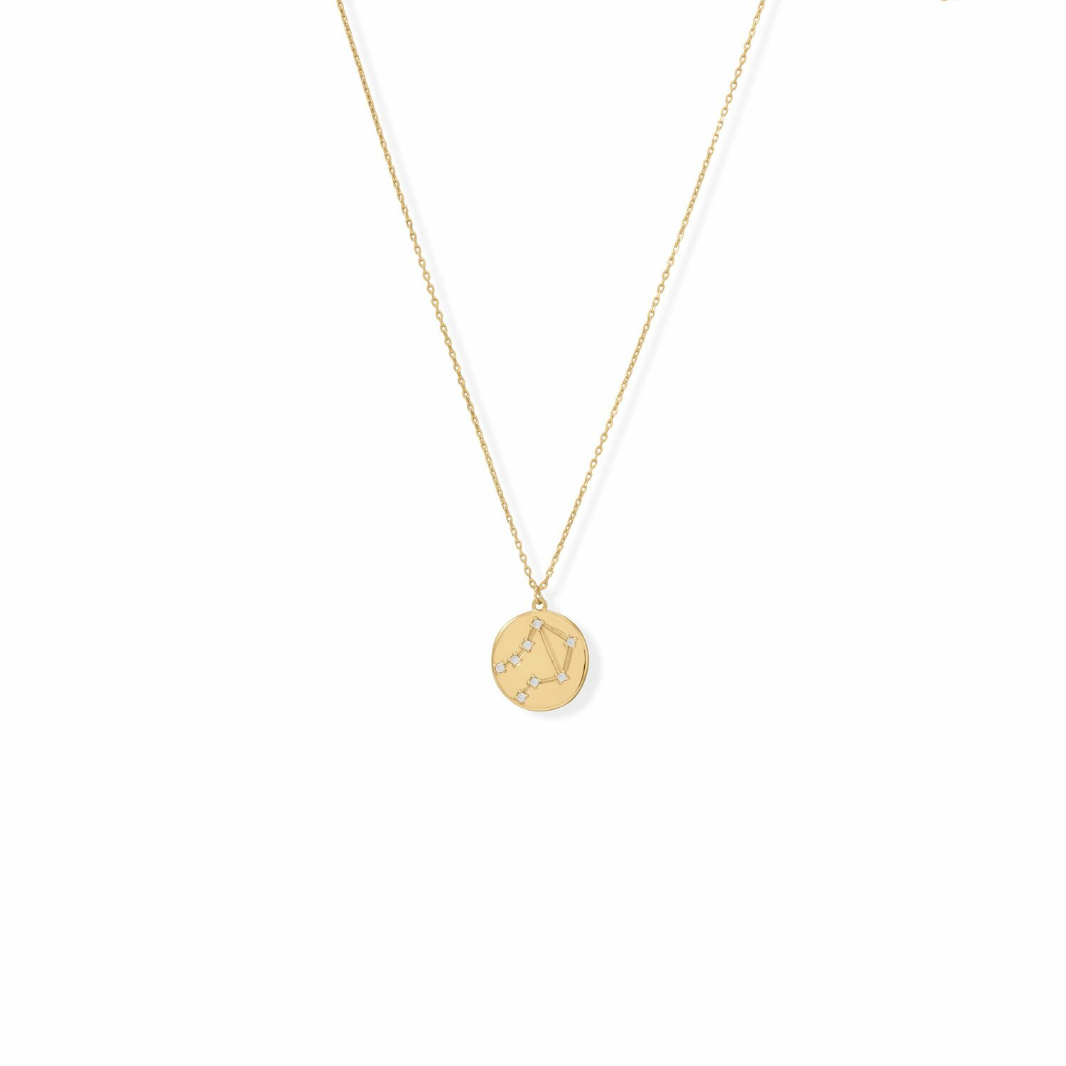 "Cosmic Constellations 16\" + 2\" Libra Disc Necklace 925 Sterling Silver"
