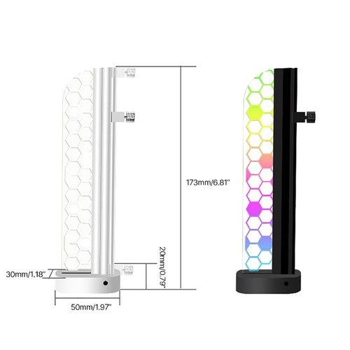 5V 3Pin ARGB Gaming Video Card Holder Bracket Aluminium Alloy + Tempered Glass - Afbeelding 8 van 10