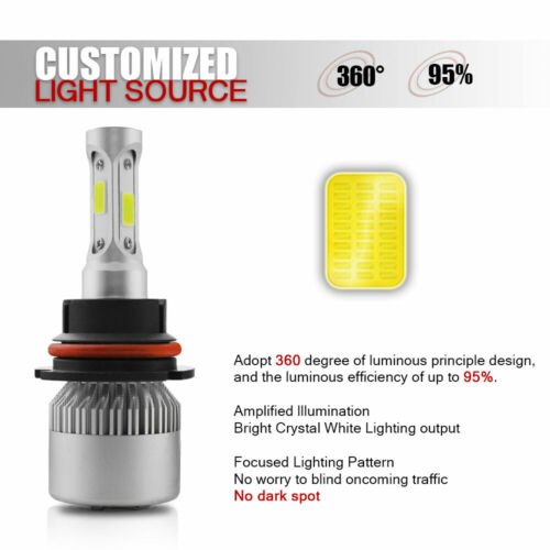 3-Side White 9004/9007 LED High Low Headlight Bulbs for Dodge RAM 1500 1994-2001 - Foto 2 di 12