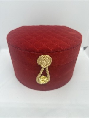 Vintage LAZARUS Quilted Red Velvet Lux Gift Box Jewelry Box