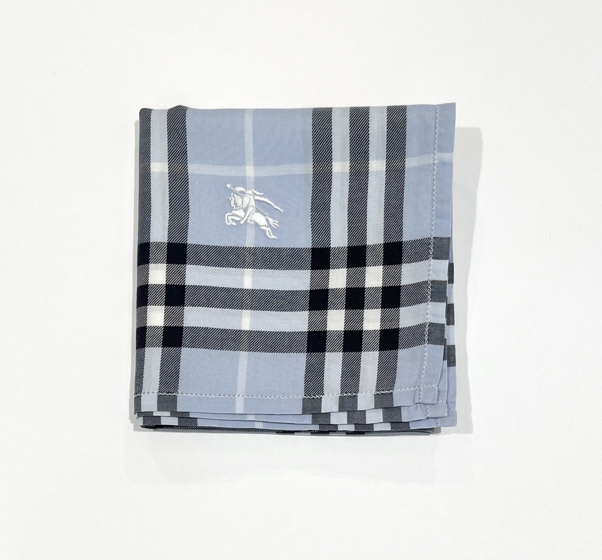 Burberry Vintage Handkerchief Blue Plaid & Checks Men Pocket  display picture 1