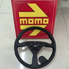 Momo Montecarlo 350mm 14 Genuine Leather Thickened Spoke Steering Wheel Black