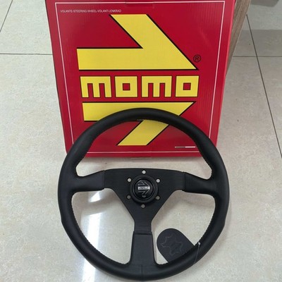 MOMO MonteCarlo 350mm 14' Genuine Leather Thickened Spoke Steering Wheel Black