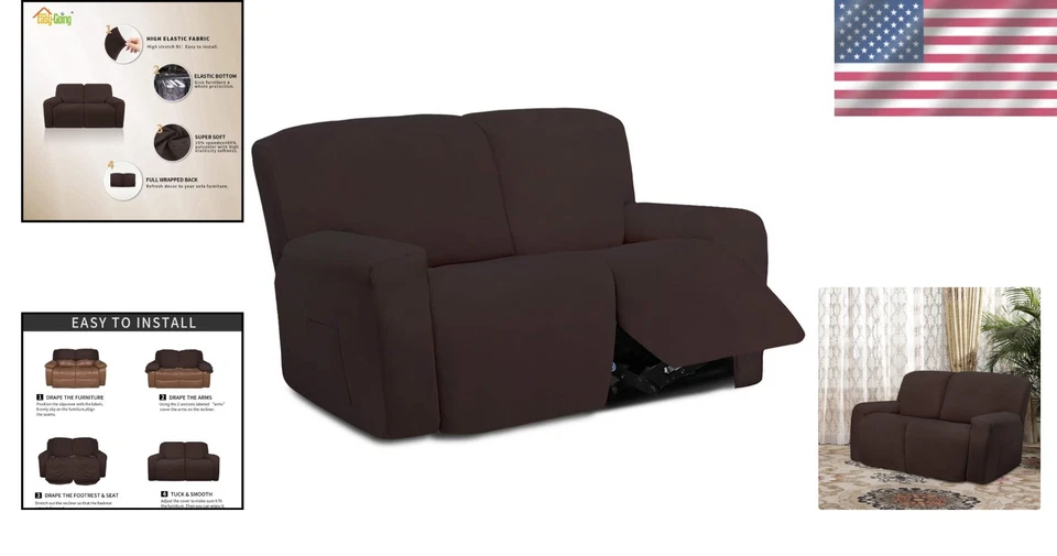 Funda reclinable elástica lavable a máquina de 6 piezas - Protector de sofá ideal Foto 2 de 4