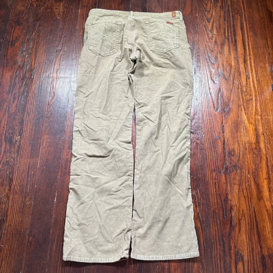 Pantalones 7 For All Mankind para mujer 38 pana elástica corte bootcut Y2K años 90 botón mosca Foto 2 de 4