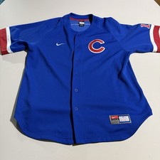 Nike Chicago Cubs Baseball Jersey Mens Large Blue Button Down 18 Geovany Soto