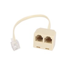 Beige RJ11 6P4C 1 Stecker zu 2 Buchse Telefon Leitung Splitter Stecker