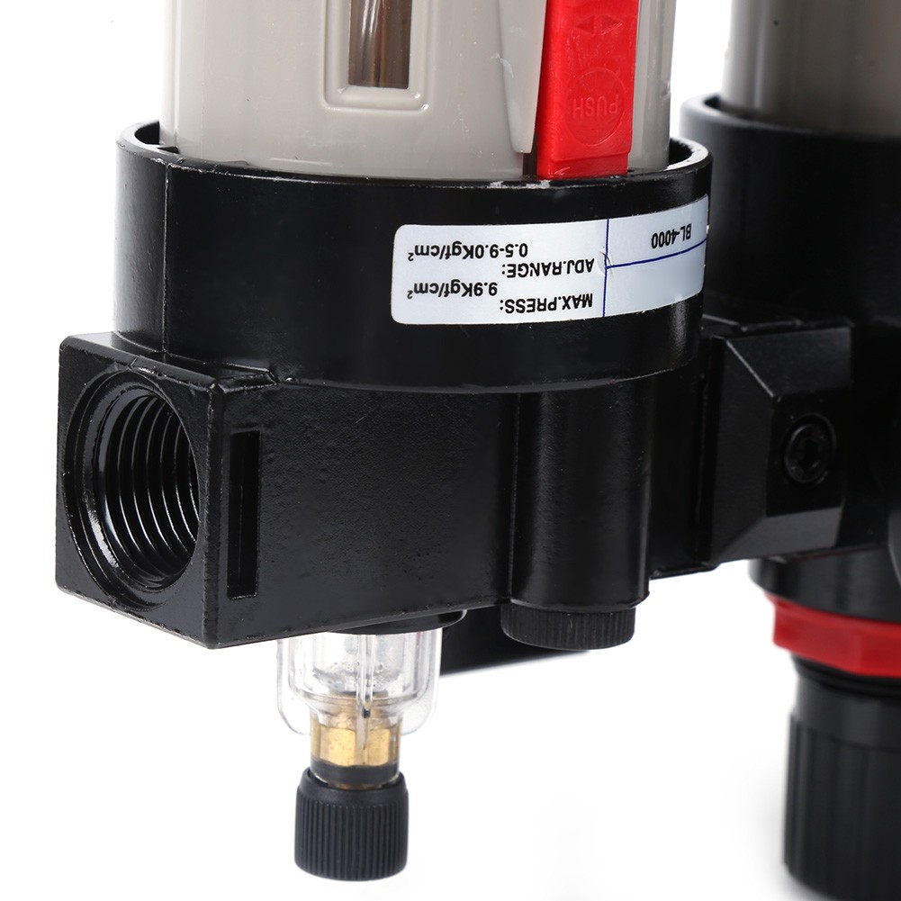 OilWater Separator Compressed Air Filter Source Treatment With Pressure Gauge BF