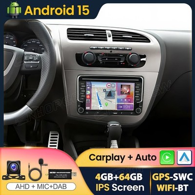 DAB+ 4+64GB Android 15 Für Seat Leon 1P1 2005-2012 Carplay Autoradio WiFi Type C