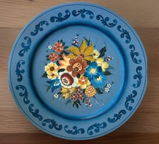 NORWEGIAN FOLK ART Rosemaling Wood Plate Wall Plaque Signed 12.75  