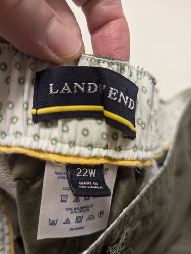 Women's Shorts Size 22w Lands End Nylon Pockets Elastic Waist Army Green 10 in - Picture 8 of 24