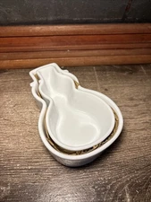 Cordon Bleu Crate & Barrel Snowman Baking Dish Mold Christmas Ramekin Set