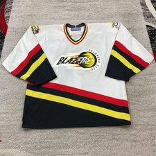 VTG Bauer Oklahoma City Blazers Jersey Large White Black Patch CHL Hockey 90s