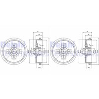 2X Delphi 200Mm Bremstrommeln Hinten Passend FÜR Audi 80 Coupe Seat Arosa
