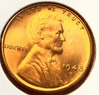 1948-S Lincoln Wheat Cent Penny GEM RED BU From an Original Bank Roll