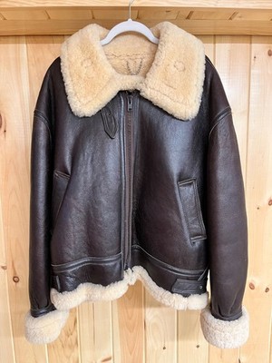 EXCELLED LEATHER Size XL Mens Sheepskin  B-3 Bomber Flight Jacket Coat USA NICE
