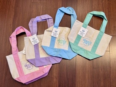 Trader Joe s Mini Canvas Tote Bags Set 4 NEW Viral Colorful Reusable Bag