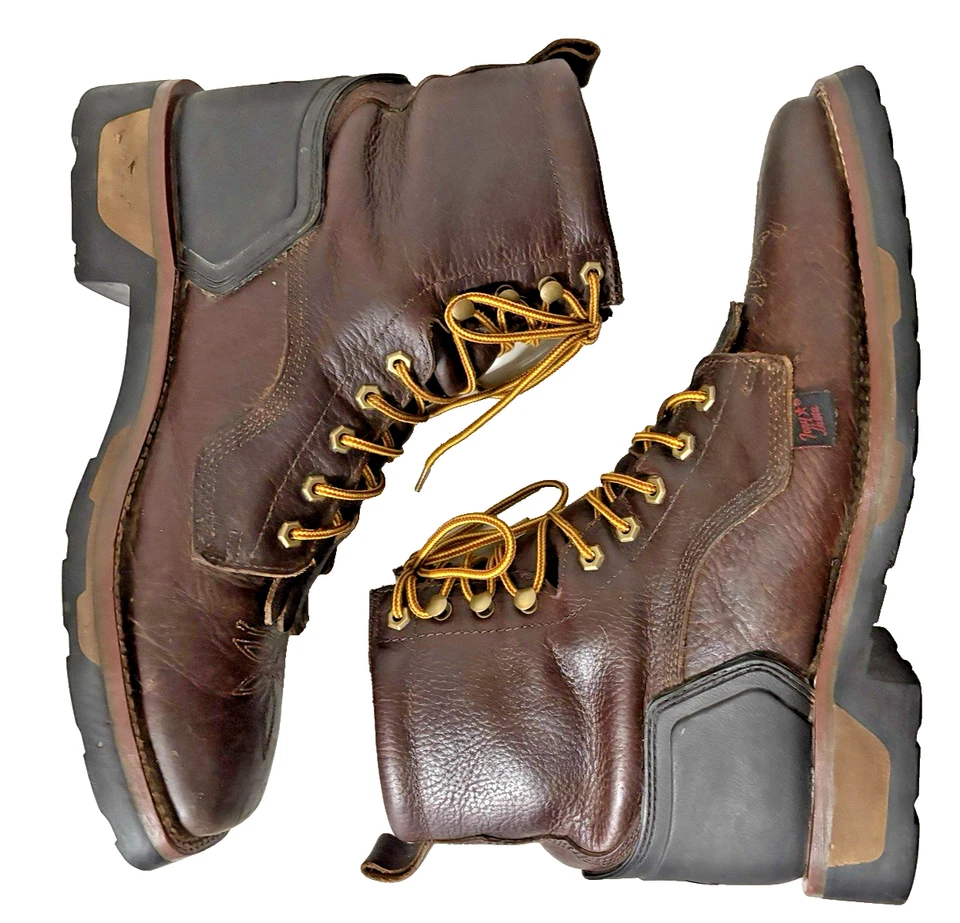 Tony Lama TLX Botas de Trabajo High Plains 8" Cuero Marrón Punta Cuadrada - Talla 12 EE Foto 4 de 4