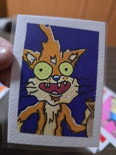 ACEO Original Painting Acrylic Rick And Morty Squanchy Cat Adult Swim Squanch