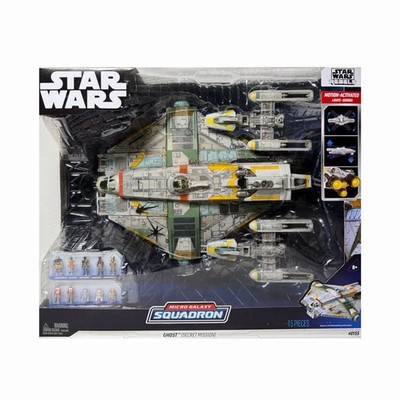 Star Wars Micro Galaxy Squadron Ghost (Secret Mission) Raumschiff + 3 Fahrzeuge