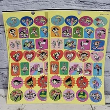 Vintage Y2K Power Puff Girls Cartoon Stickers Lot 2 Sheets 2000