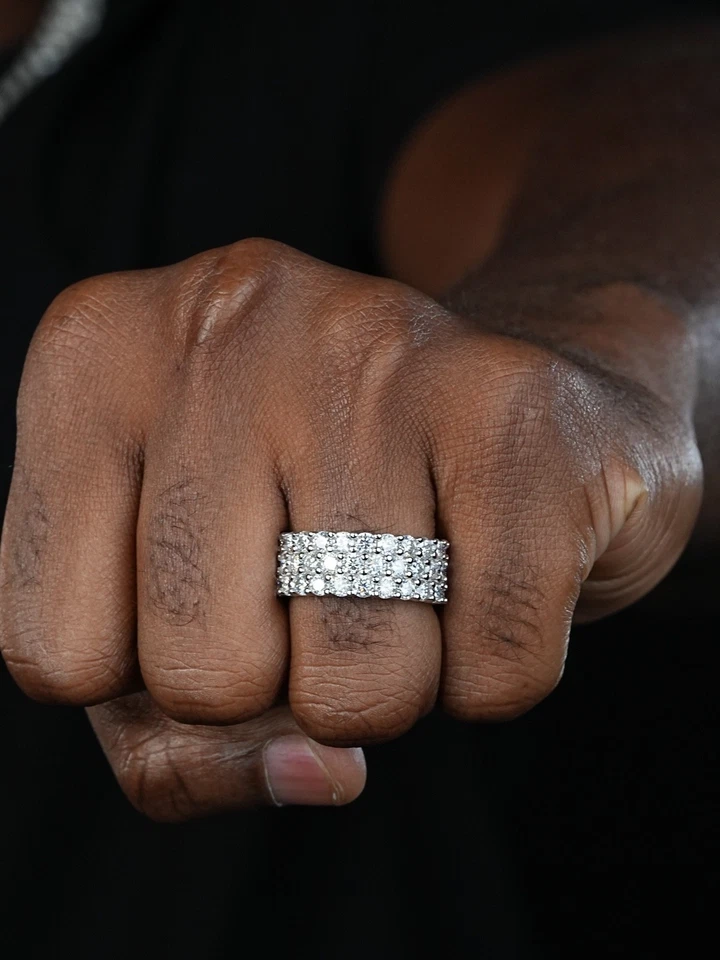 Real Princess Cut Moissanite Eternity Band Wedding Ring 925 Silver 2-5mm Square - Image 4 of 4