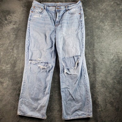American Eagle Jeans Women's 16 Blue Stovepipe Strigid Denim Distressed