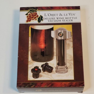 L'Objet & le Vin Deluxe Wine Bottle Vacuum Sealer With Two Stoppers 