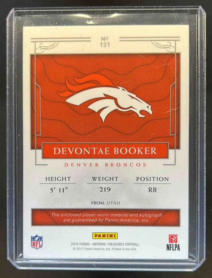 2016 National Treasures Devontae Booker RC Patch Auto #41/99 Broncos - Image 2 of 2