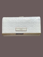 River Island Embossed High Gloss Gold Trim White Clutch Purse Bag