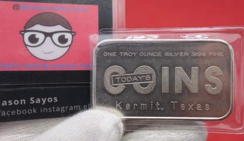 New Listing🔥1973 SILVER BAR 1 OZ TODAY'S COINS KERMIT TEXAS VINTAGE CHARMER  .999 FINE🔥