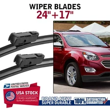 Pair Bracketless Top Lock Windshield Front Wiper Blades 24"&17" High Quality