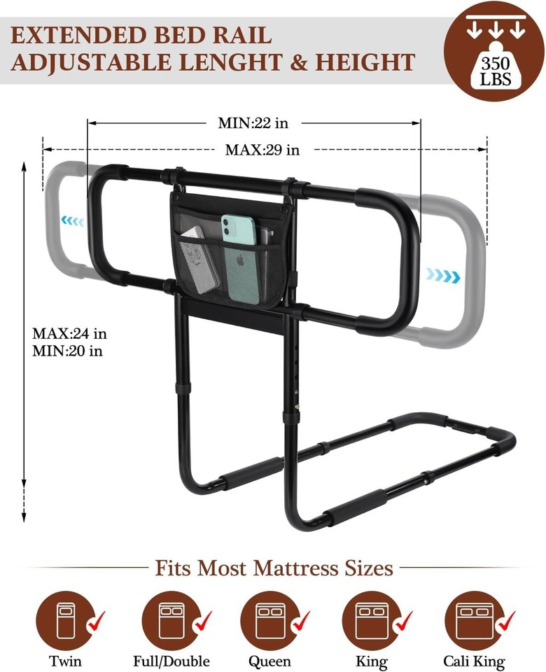 Bed Rails for Elderly Adults Safety, Extended Bed Assist Rail for ...