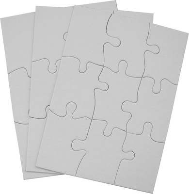 Puzzle-It 9-Piece Blank Puzzle, 12 Puzzles Per Package, 4'' x 5-1/2'', White