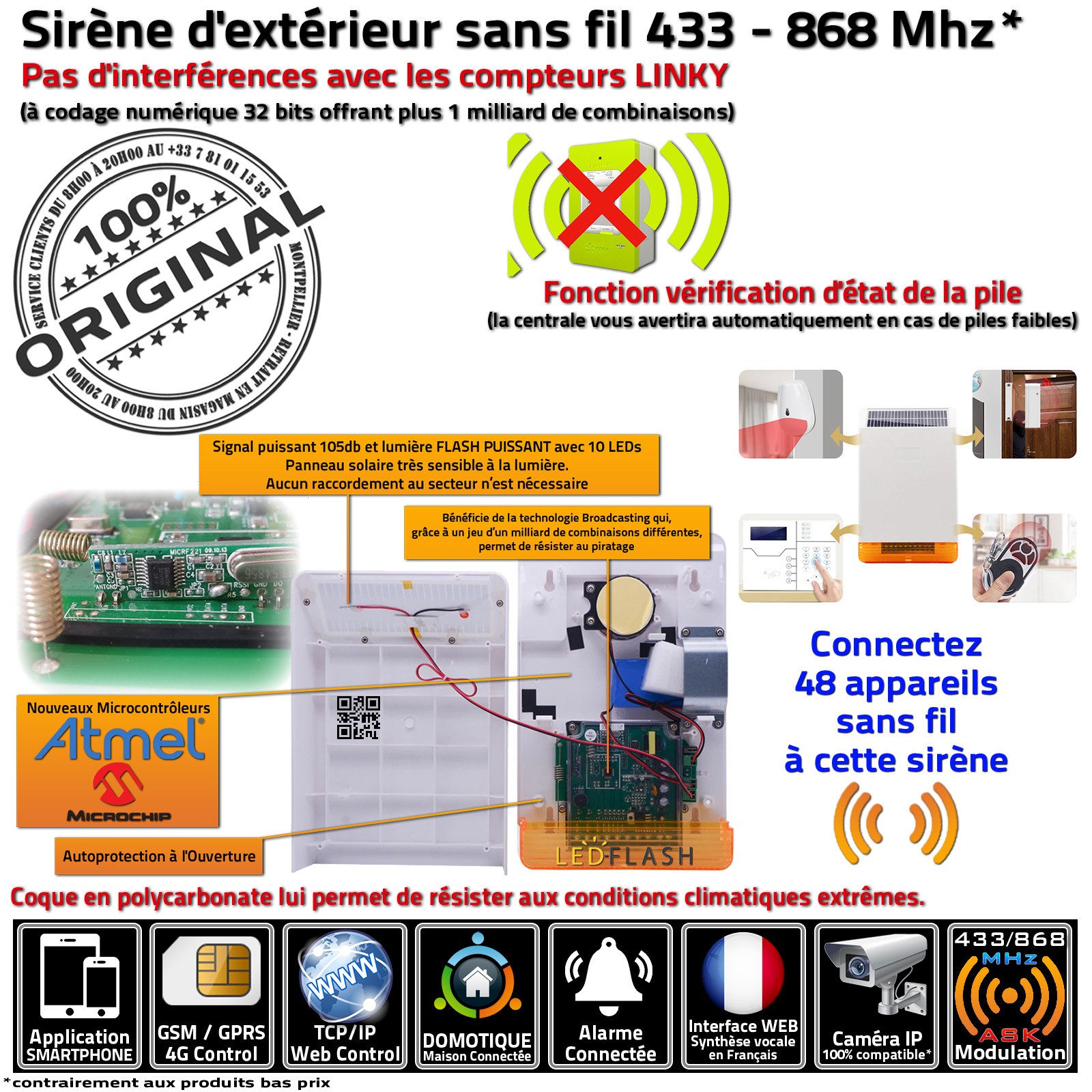 Sirène d'extérieur MD326R protection maison alarme sans fil - 4