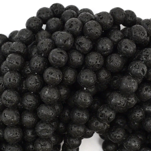 Black Volcano Lava Round Beads Gemstone 15.5" Strand 4mm 6mm 8mm 10mm 12mm