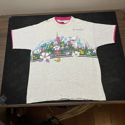 Vintage Hummingbird Shirt Birding Spring Nature All Over Print Garden Flower 90s