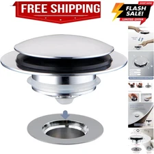 Chrome Plated Universal Tub Dain Stopper, Pop Up Bath Drain Tip Toe Bathtub D...