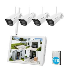 JENNOV Überwachungskamera Set Außen Kamera System 5MP WLAN Mit 10" NVR Audio 1TB