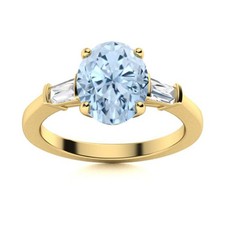 Sterling Silver March Birth Aquamarine Gemstone Three-Stone Ring Jewelry