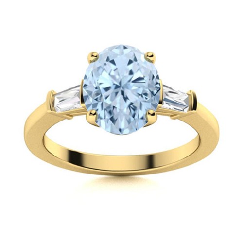 Sterling Silver March Birth Aquamarine Gemstone Three-Stone Ring Jewelry