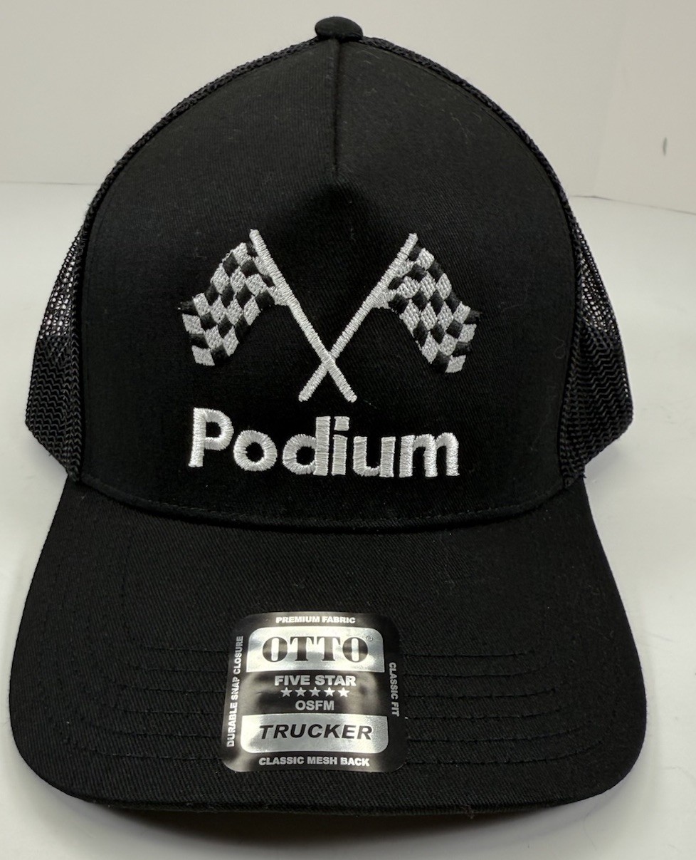 Snapback Trucker Mesh  Checkered Flag Otto Black White
