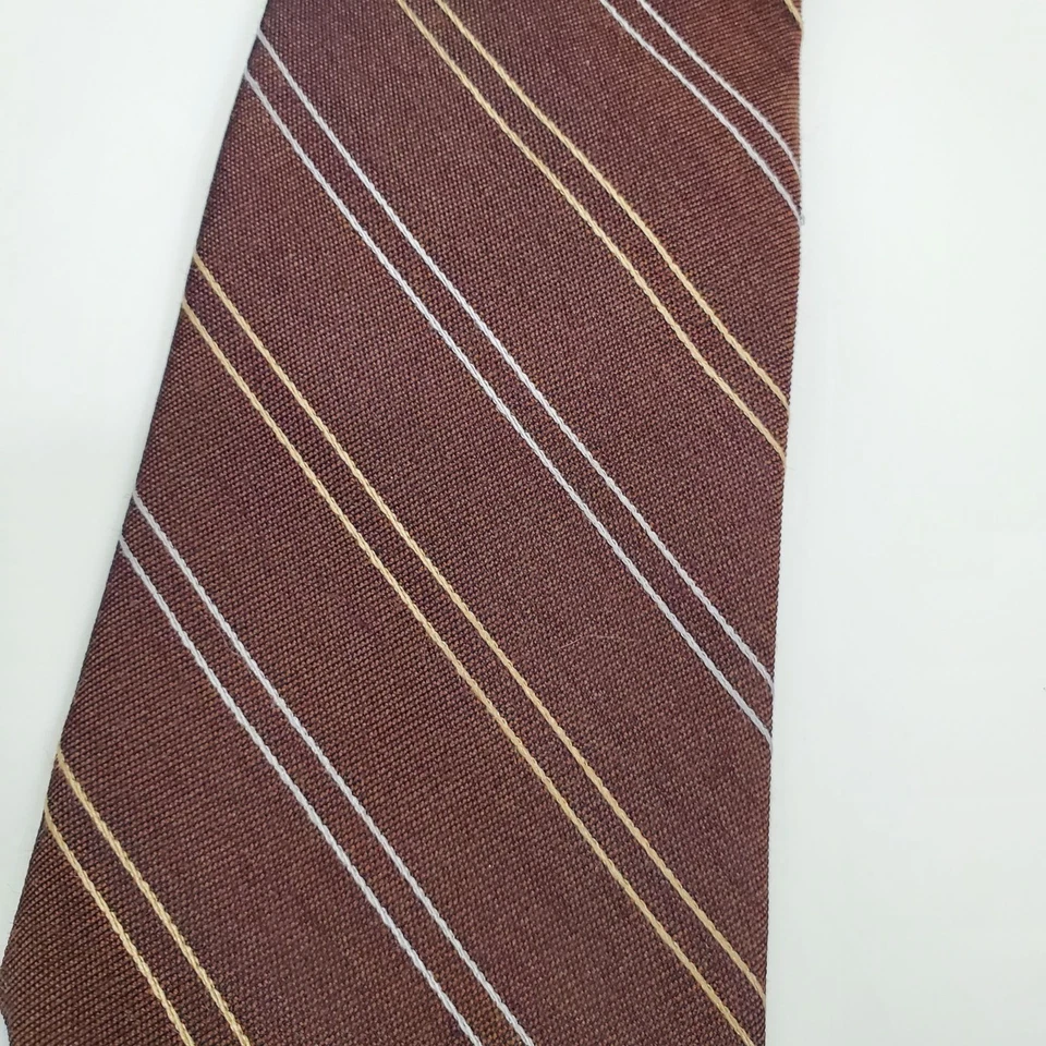 Corbata ancha 100 % lana a rayas diagonales marrón vintage años 90 Calvin Klein para hombre Foto 2 de 3