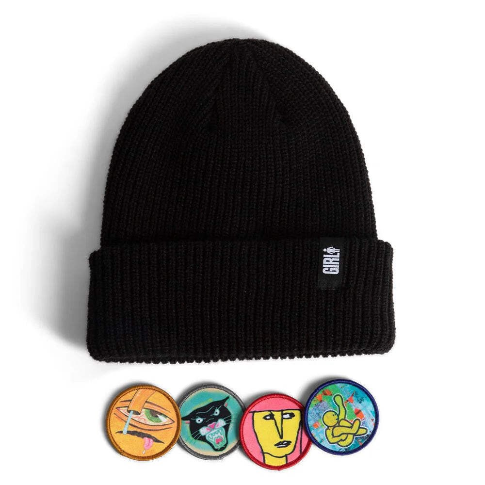 Girl Beanie Legend Head Patch Black Cap Mens Skateboard