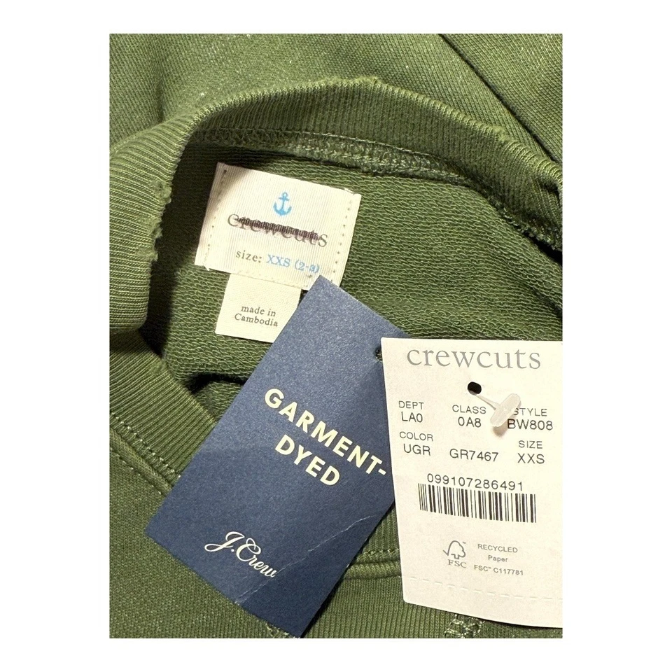 Sudadera informal para niños Crewcuts J.Crew Garment teñida verde XXS (2-3) Foto 3 de 4